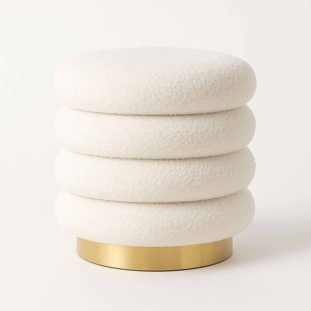 Puff Blanco con Base Dorada - KB Home