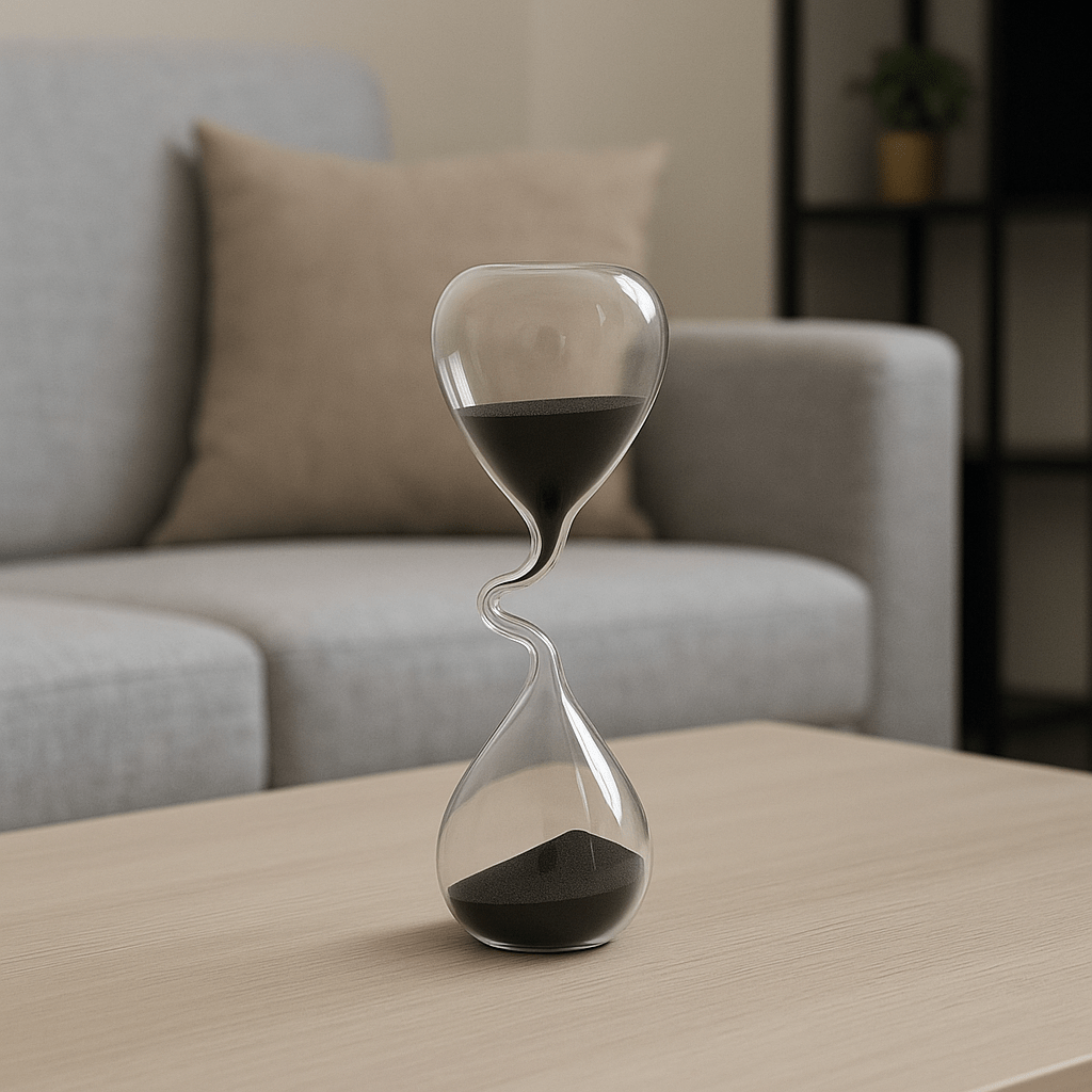 Reloj de Arena Decorativo de Vidrio Negro – Diseño Moderno - KB Home