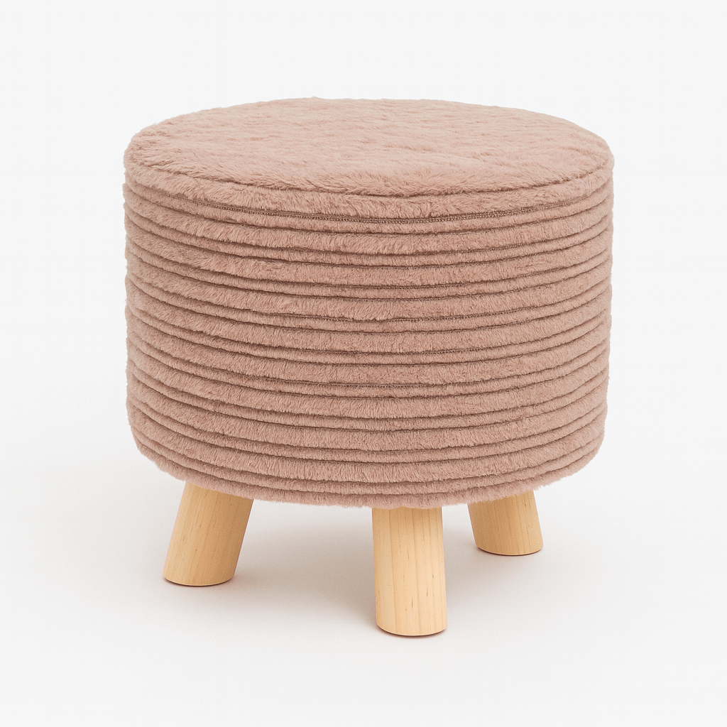 Reposapiés Redondo Color Malva con Patas de Madera - KB Home