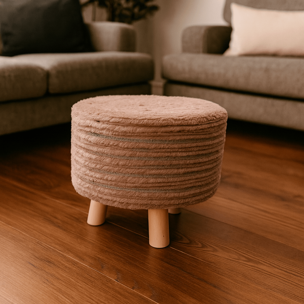 Reposapiés Redondo Color Malva con Patas de Madera - KB Home