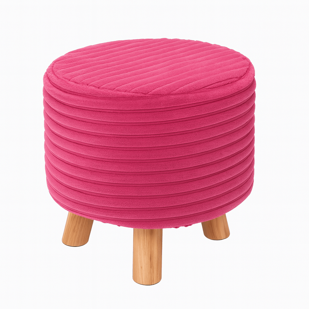 Reposapies Redondo Rosado con Patas de Madera - KB Home