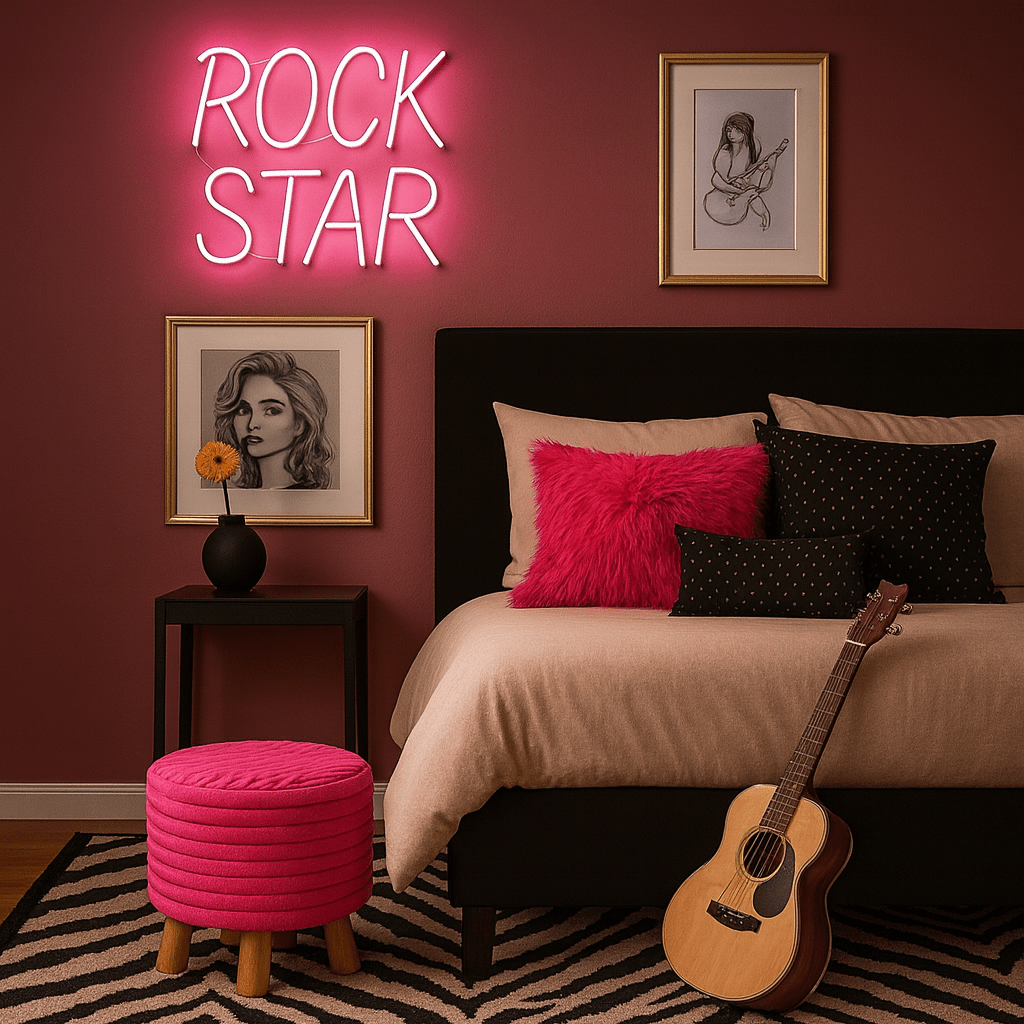 Reposapies Redondo Rosado con Patas de Madera - KB Home