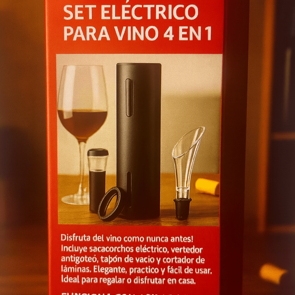 Sacacorchos Eléctrico para Vino 4 en 1 - KB Home