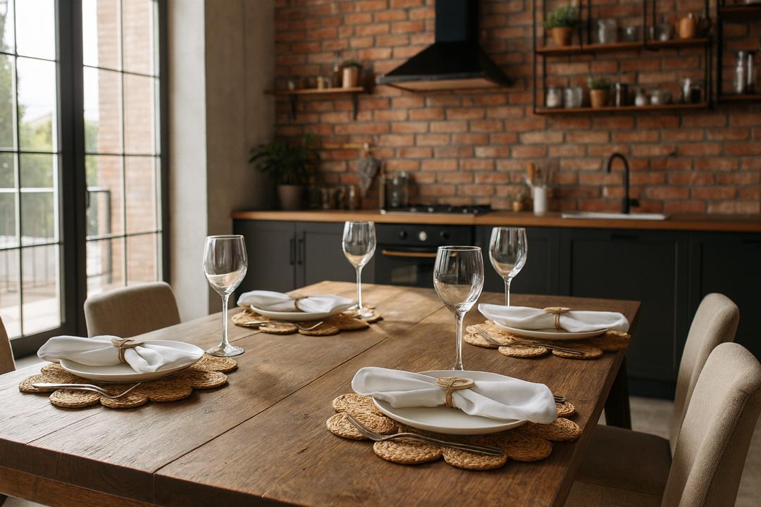 Set de 4 Individuales de Mesa de Yute en Espiral Diseño Flor – Manteles Individuales Decorativos - KB Home