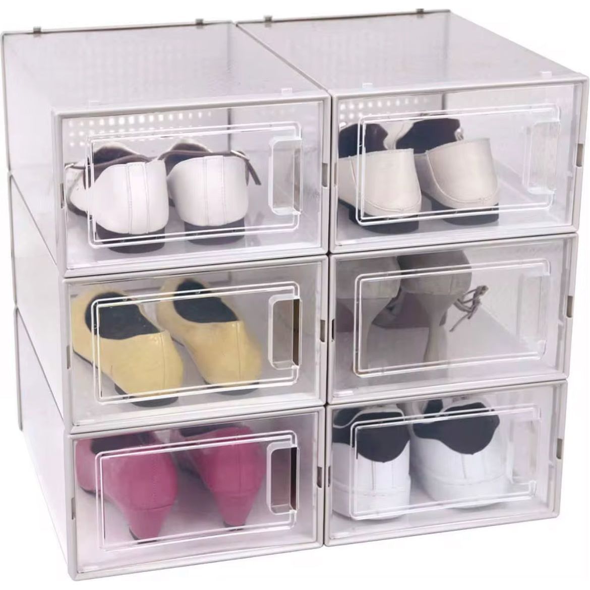 Set de 6 Cajas Organizadoras Grandes Apilables, Transparentes y de Gran Capacidad - KB Home