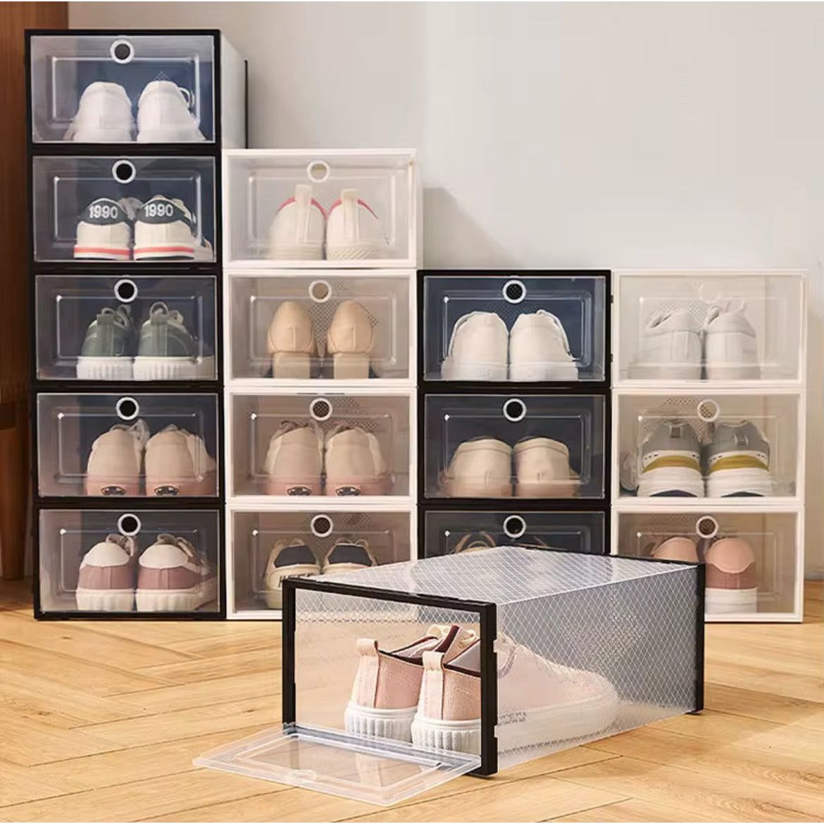 Set de 6 Cajas Organizadoras Grandes Apilables, Transparentes y de Gran Capacidad - KB Home
