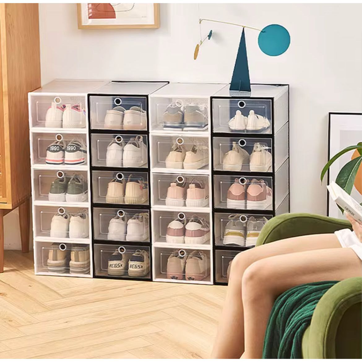 Set de 6 Cajas Organizadoras Medianas Apilables, Transparentes - KB Home