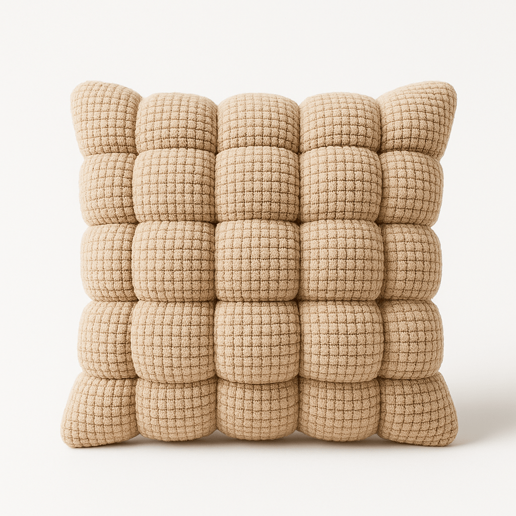 Set de Cojines Decorativos Acolchado Texturizado 33x33 cm – Beige Natural - KB Home