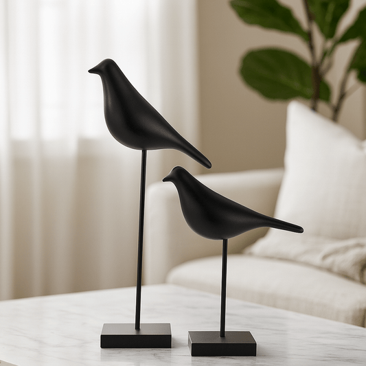 Set de Esculturas Minimalistas de Aves Negras – 2 Piezas - KB Home