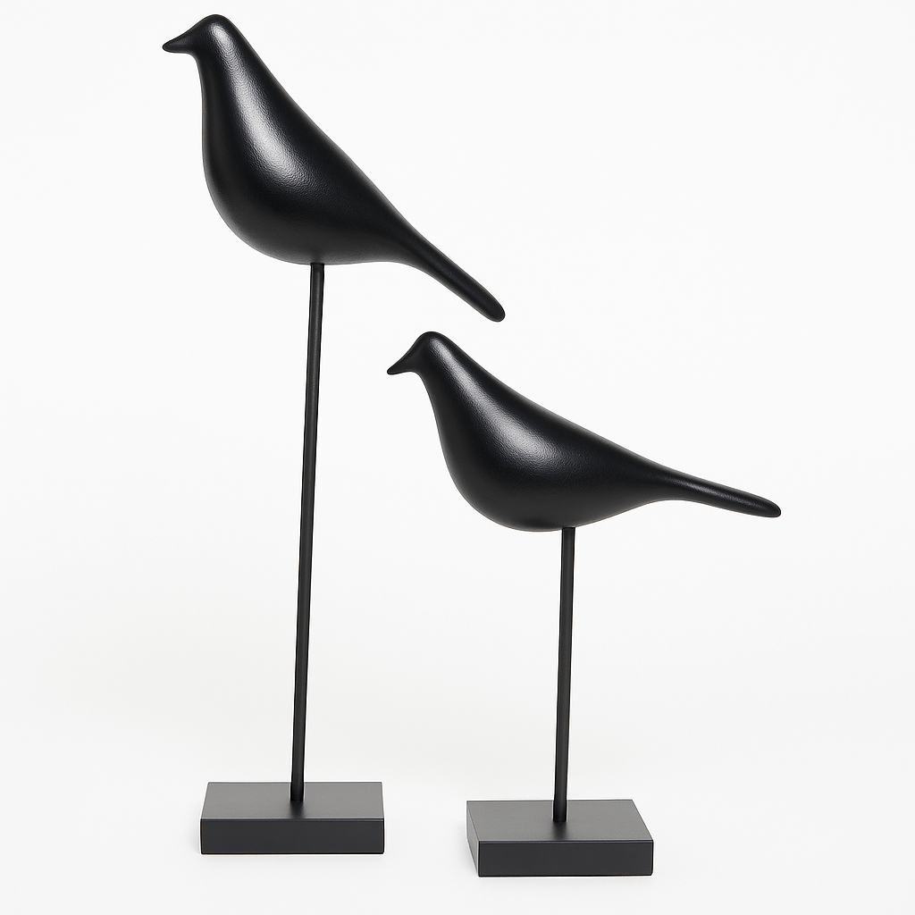 Set de Esculturas Minimalistas de Aves Negras – 2 Piezas - KB Home