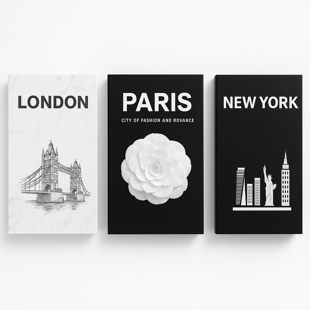Set de Libros Decorativos de Almacenamiento - Londres, París y Nueva York - KB Home