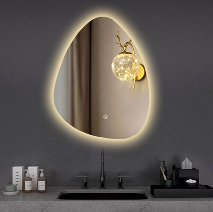 Espejo LED Forma Irregular Moderno 70 x 50 cm – Decoración Boho para Sala y Dormitorio