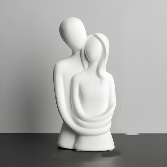Escultura Decorativa Pareja en Abrazo – Resina Blanco Mate 20 cm