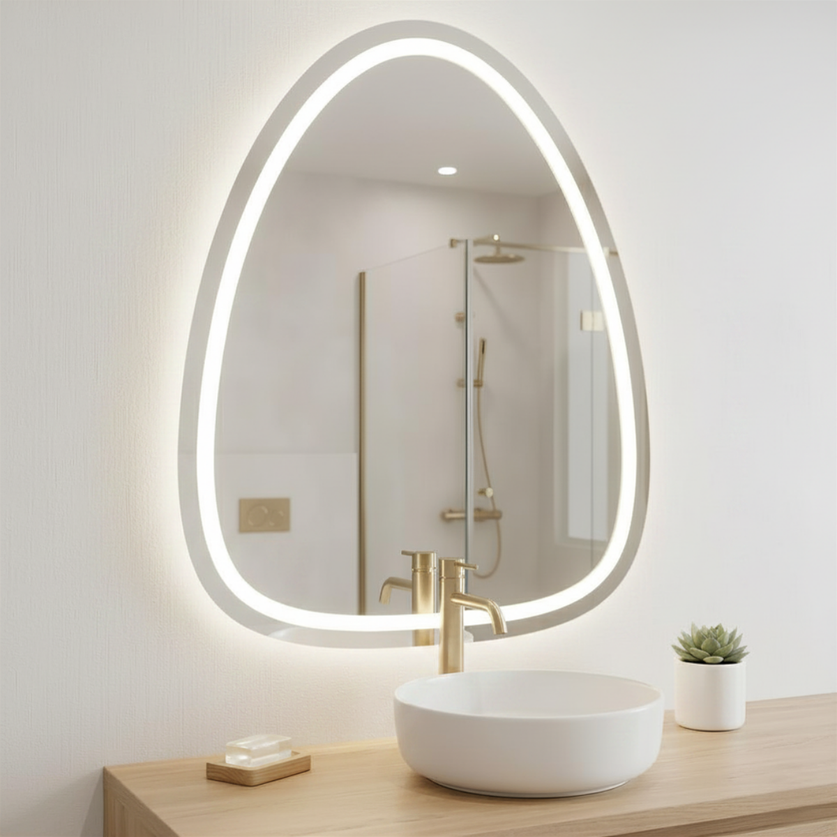 Espejo Irregular Orgánico 50x70 cm LED 3 Tonos Touch | KB Home Spa