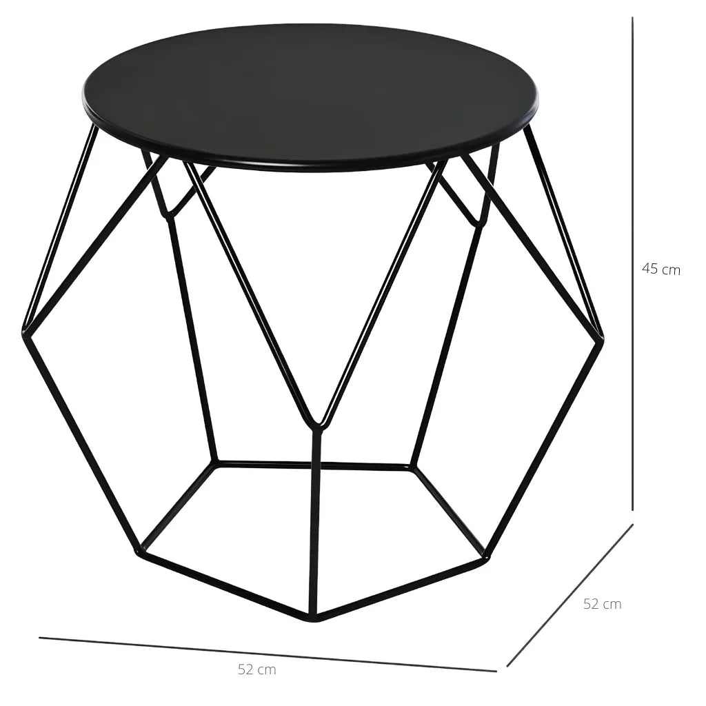 Mesa Auxiliar Redonda Negra Metálica 45x52cm | Estilo Industrial - KB Home