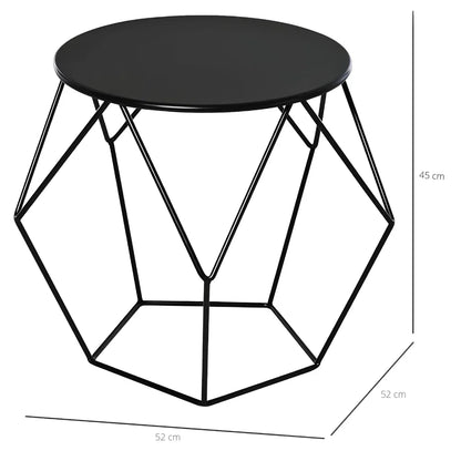 Mesa Auxiliar Redonda Negra Metálica 45x52cm | Estilo Industrial - KB Home