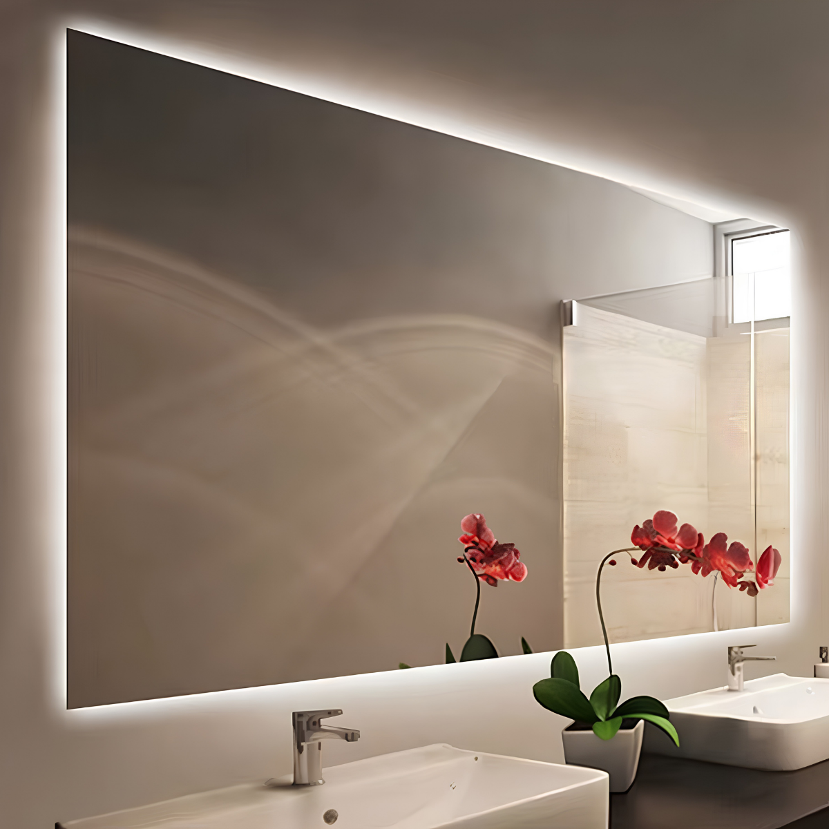 Espejo con Luz LED Rectangular 100 x 60 cm Táctil para Baño - Montaje en Pared