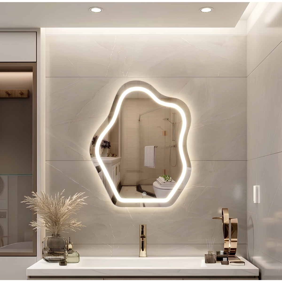 Espejo con Luz LED Táctil para Baño – 3 Funciones de Iluminación | Moderno