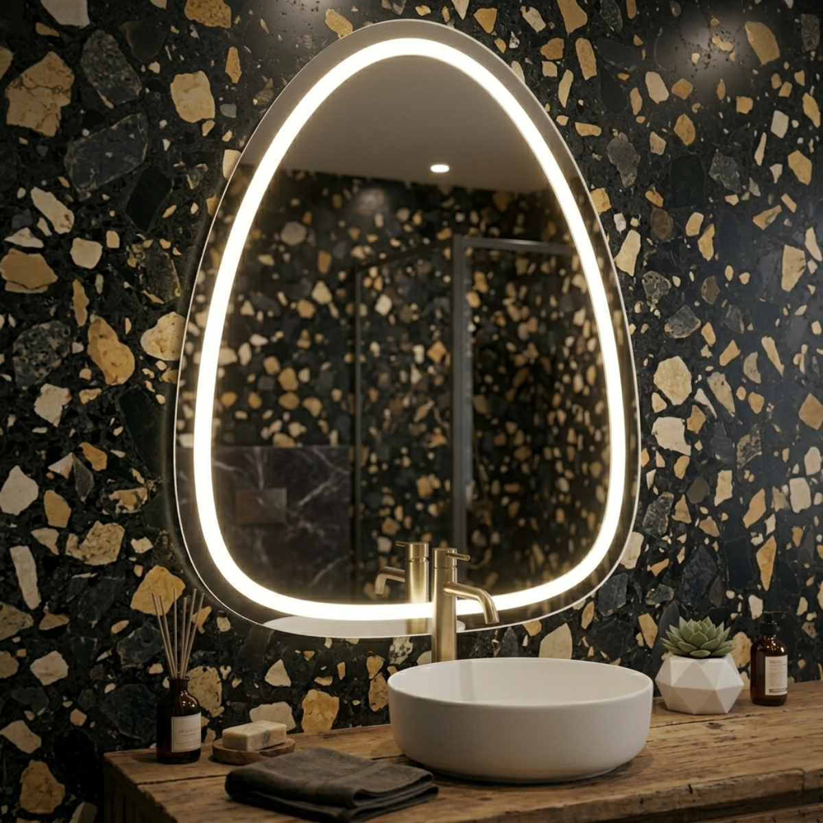 Espejo Irregular Orgánico 50x70 cm LED 3 Tonos Touch | KB Home Spa
