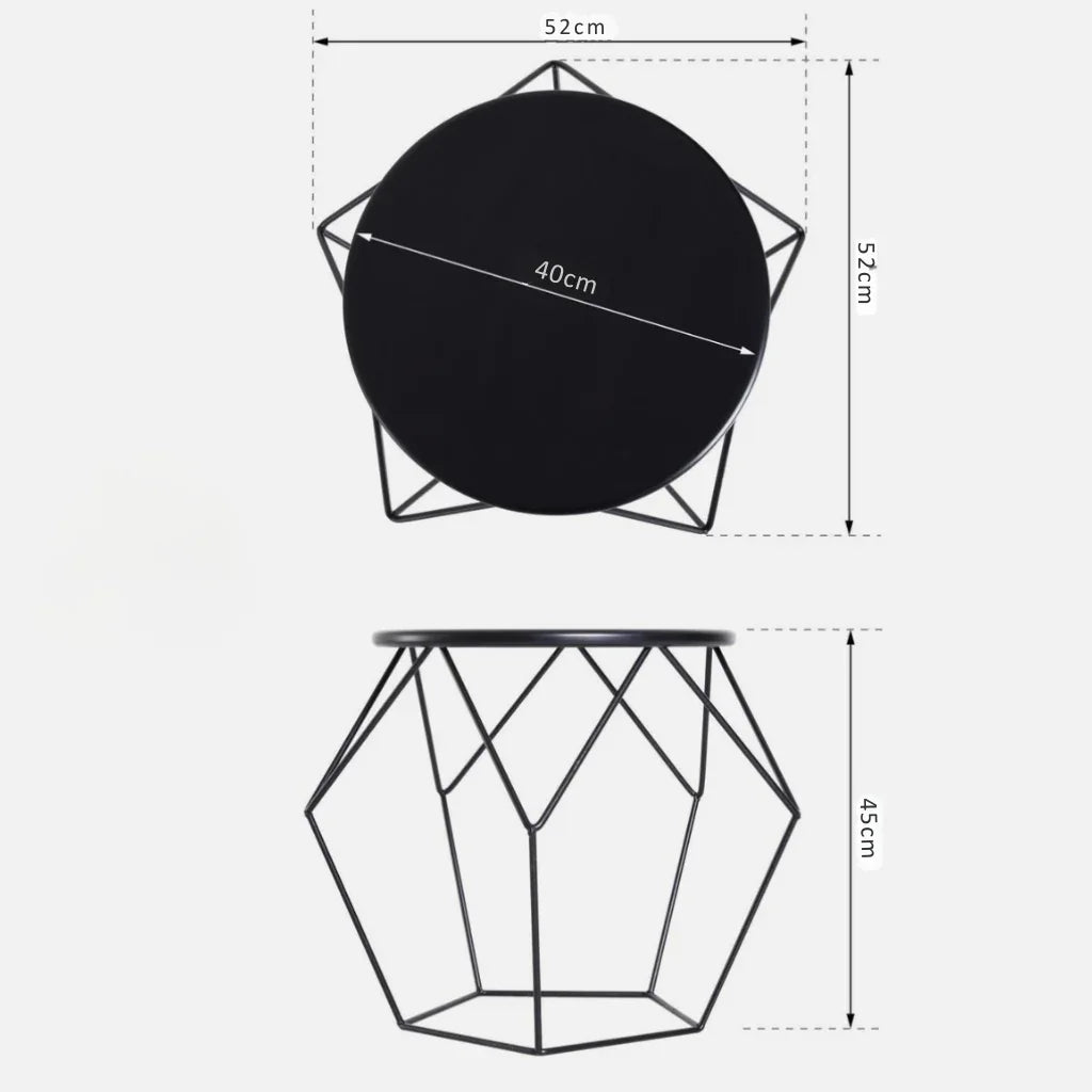 Mesa Auxiliar Redonda Negra Metálica 45x52cm | Estilo Industrial - KB Home