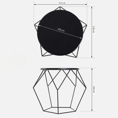 Mesa Auxiliar Redonda Negra Metálica 45x52cm | Estilo Industrial - KB Home