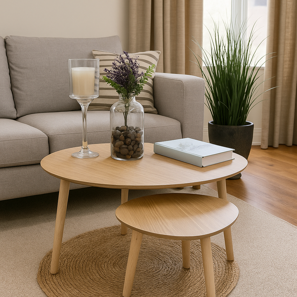 Set de 3 Mesas de Centro Nórdicas de Madera Prensada