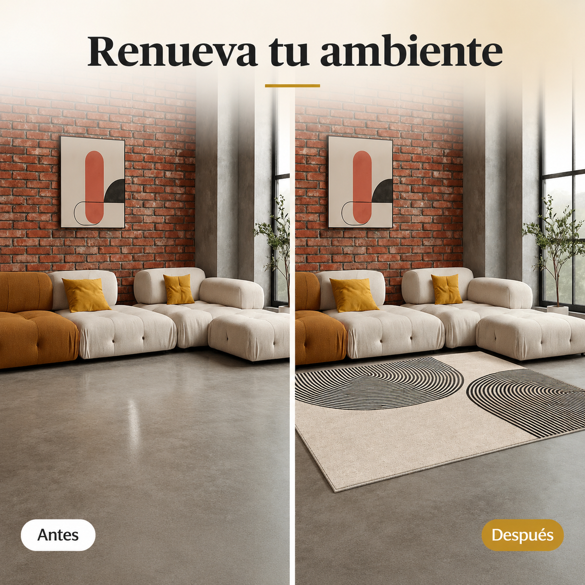 Alfombra Minimalista Círculos Concéntricos – Gris, Beige y Negro 160x230 cm