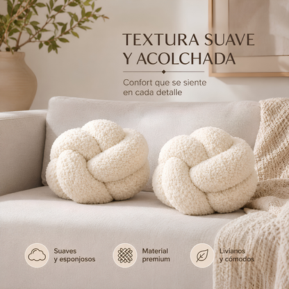 Set de Cojines Decorativos Nudo Escandinavo Blanco – 25 cm