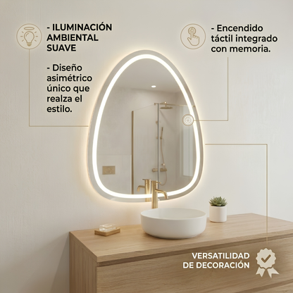 Espejo Irregular Orgánico 50x70 cm LED 3 Tonos Touch | KB Home Spa