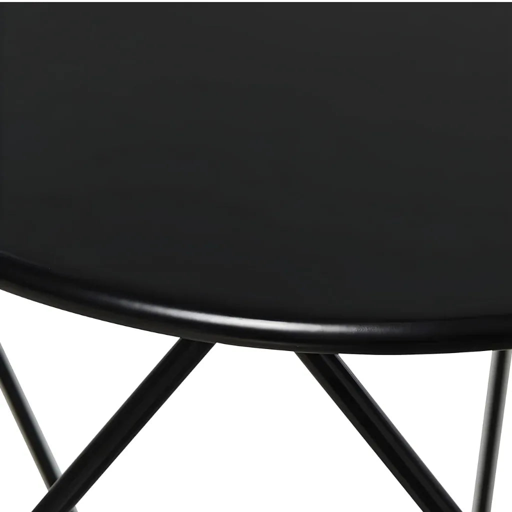 Mesa Auxiliar Redonda Negra Metálica 45x52cm | Estilo Industrial - KB Home