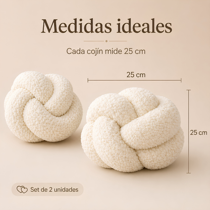 Set de Cojines Decorativos Nudo Escandinavo Blanco – 25 cm