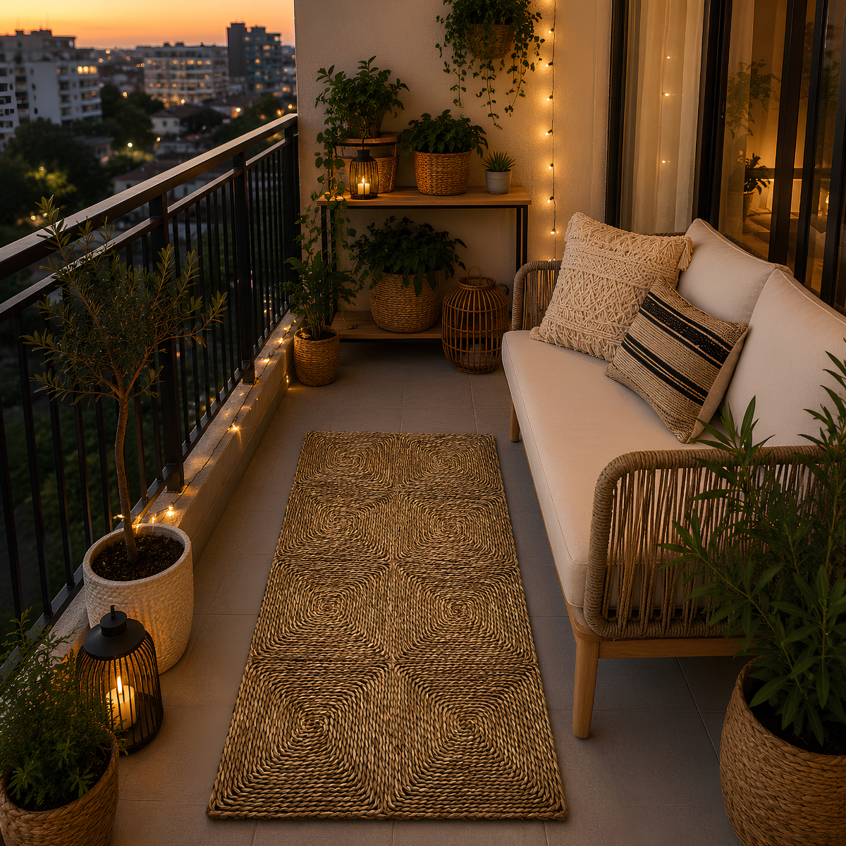 Alfombra de Yute Rectangular 90 x 150 cm – Fibra Natural Tejida Artesanal