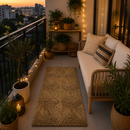 Alfombra de Yute Rectangular 90 x 150 cm – Fibra Natural Tejida Artesanal