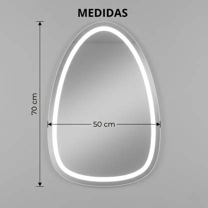 Espejo Irregular Orgánico 50x70 cm LED 3 Tonos Touch | KB Home Spa