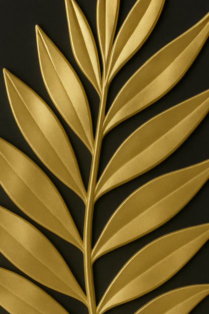 Cuadro Decorativo Hoja Dorada en Relieve – Arte Moderno con Marco Dorado