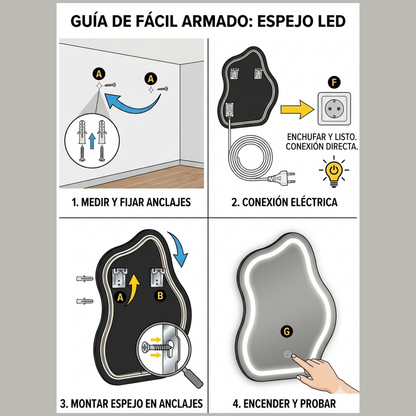 Espejo con Luz LED Táctil para Baño – 3 Funciones de Iluminación | Moderno