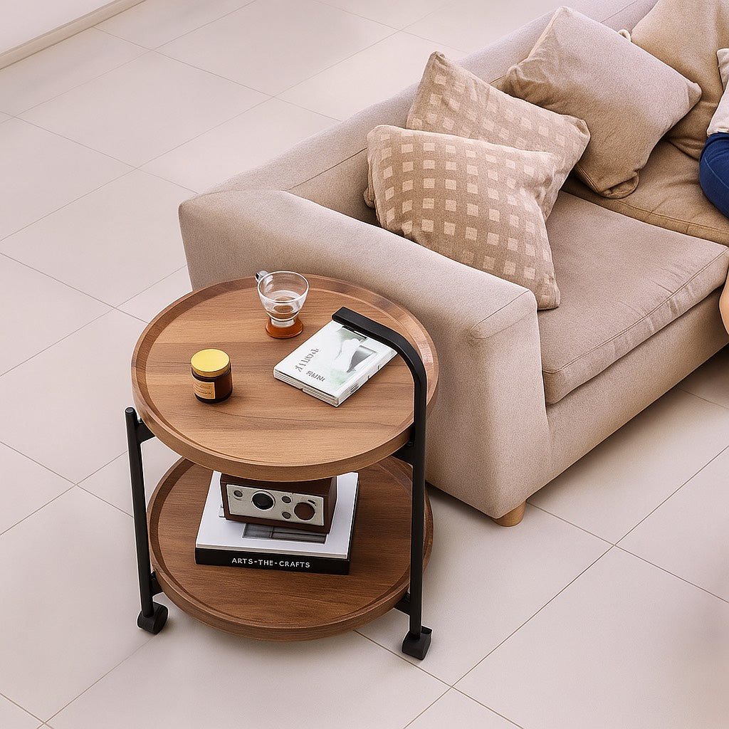 Mesa Carrito Auxiliar de 2 Niveles con Ruedas