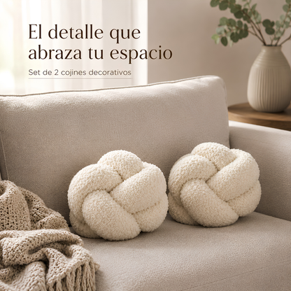 Set de Cojines Decorativos Nudo Escandinavo Blanco – 25 cm