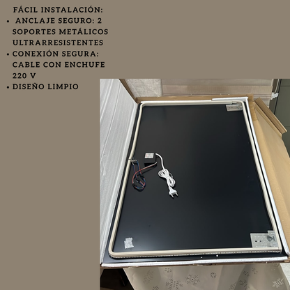 Espejo con Luz LED Rectangular 100 x 60 cm Táctil para Baño - Montaje en Pared