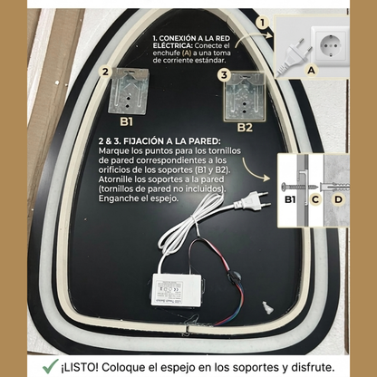Espejo Irregular Orgánico 50x70 cm LED 3 Tonos Touch | KB Home Spa