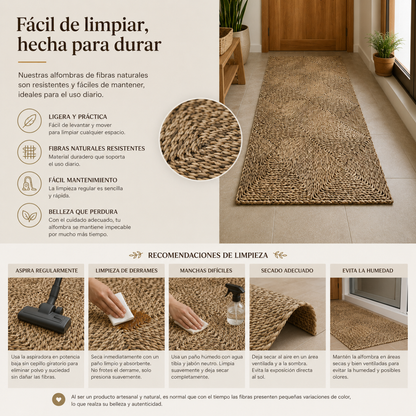 Alfombra de Yute Rectangular 90 x 150 cm – Fibra Natural Tejida Artesanal