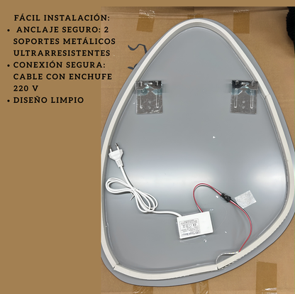Espejo LED Forma Irregular Moderno 70 x 50 cm – Decoración Boho para Sala y Dormitorio
