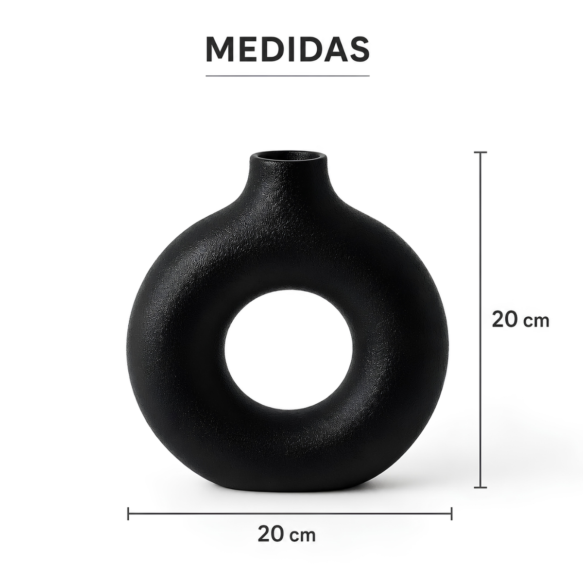 Jarrón Decorativo Redondo Hueco Negro Mate – Estilo Moderno Minimalista