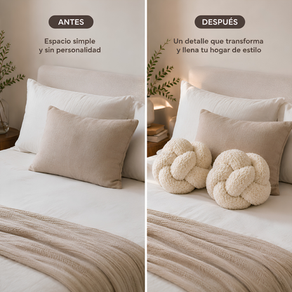 Set de Cojines Decorativos Nudo Escandinavo Blanco – 25 cm
