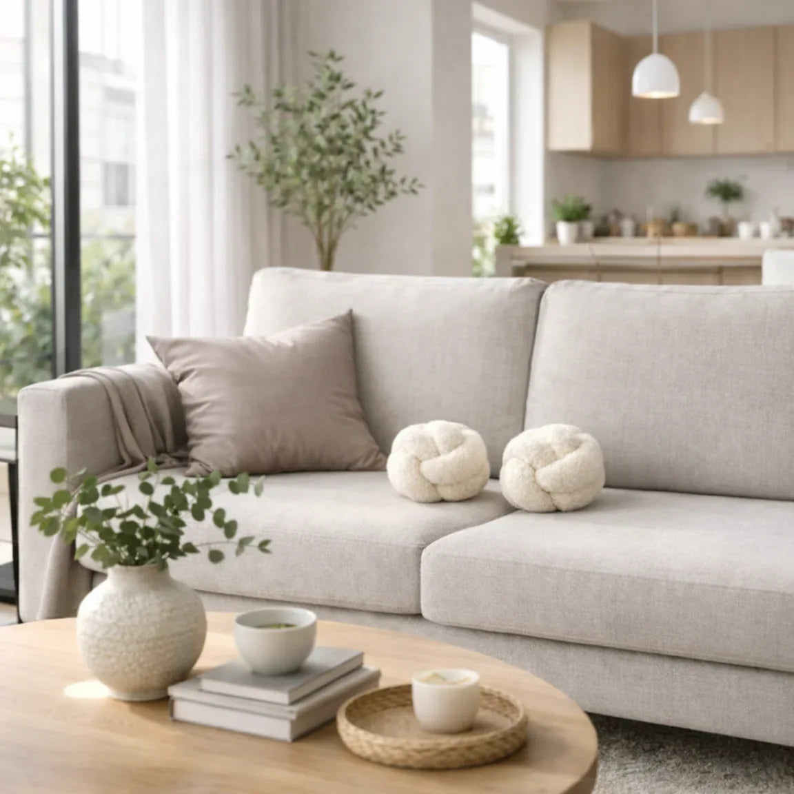 Set de Cojines Decorativos Nudo Escandinavo Blanco – 25 cm - KB Home
