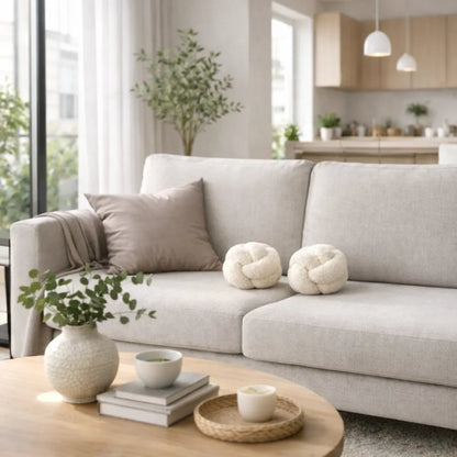 Set de Cojines Decorativos Nudo Escandinavo Blanco – 25 cm - KB Home