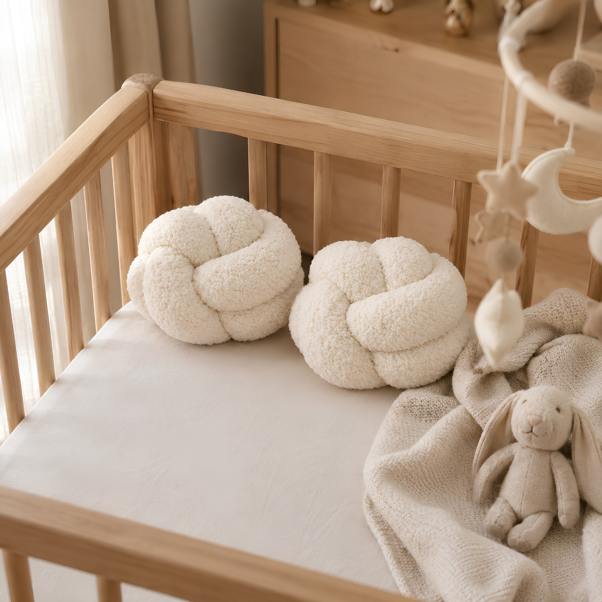 Set de Cojines Decorativos Nudo Escandinavo Blanco – 25 cm