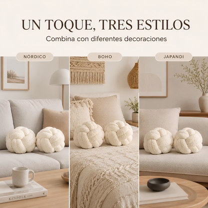 Set de Cojines Decorativos Nudo Escandinavo Blanco – 25 cm