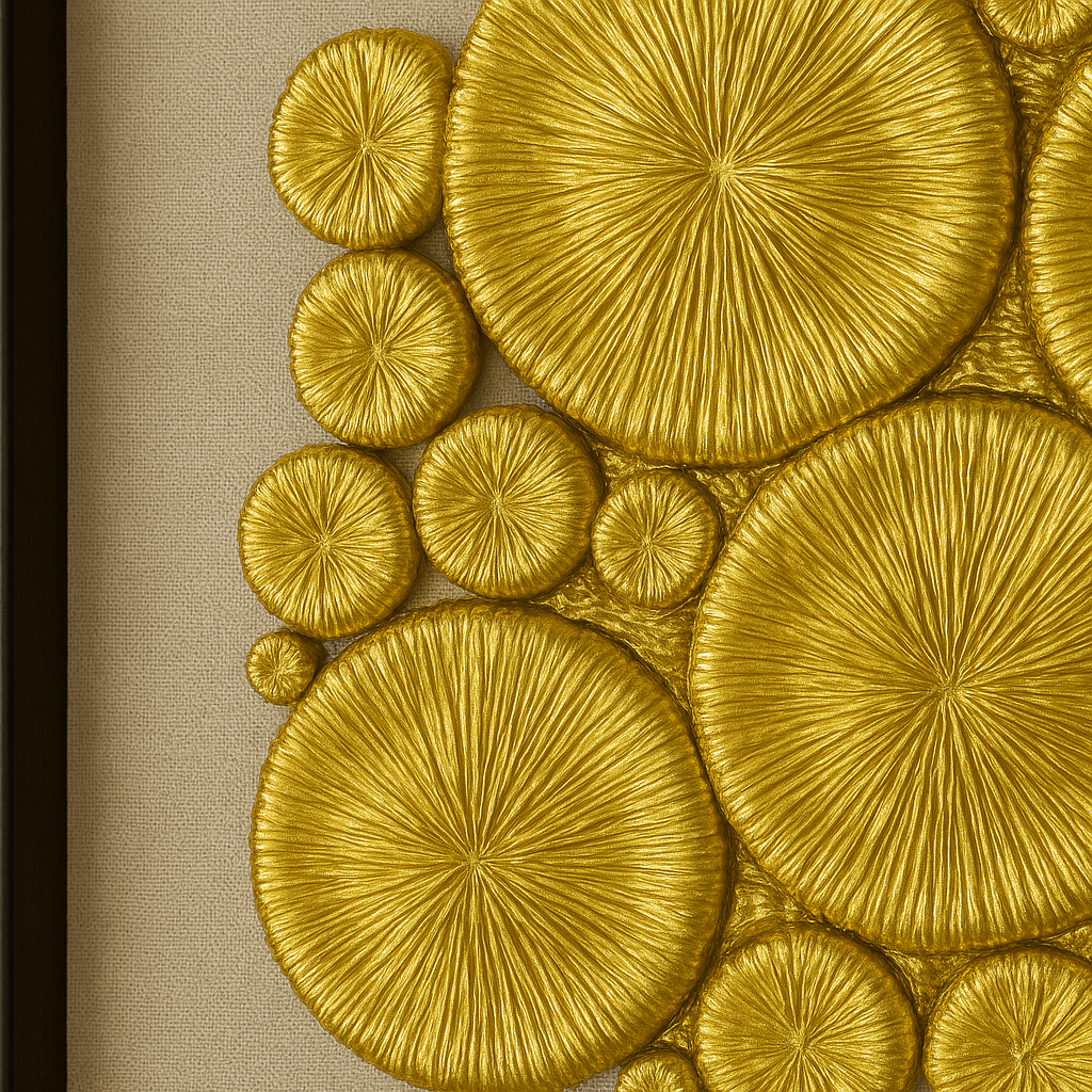 Cuadro Decorativo con Relieve Dorado – Arte de Pared en 3D con Marco Negro