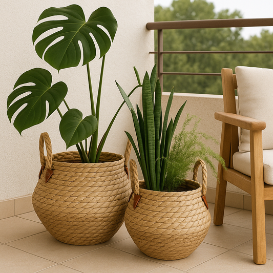 Set de 2 Cestas Tejido Natural para usar como Matero, Decoración, Lavandería